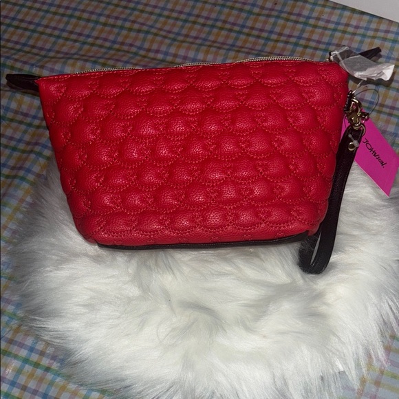 Betsey Johnson Red Quilted Clutch with Wristlet - Picture 2 of 7